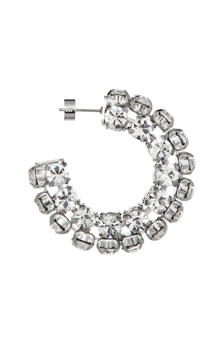 Area Crystal Hoop Earrings, Alternate, color, Silver