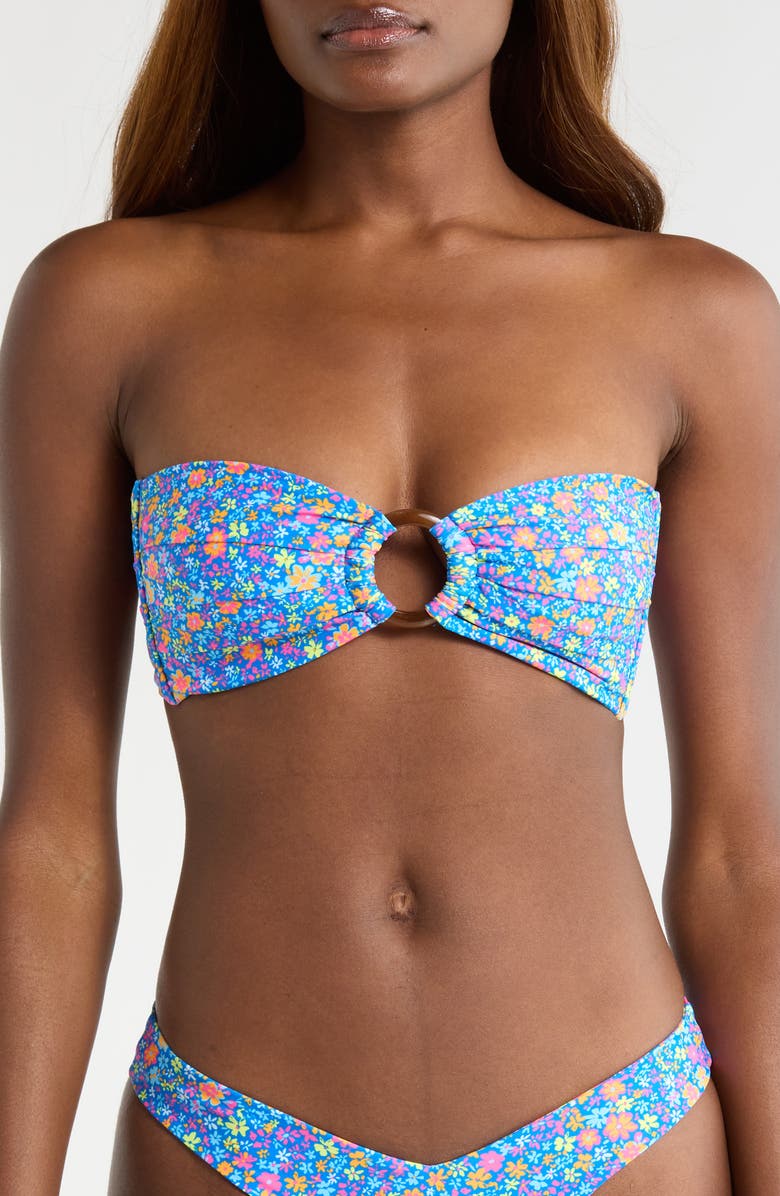 Kulani Kinis Strapless Bandeau Bikini Top, Main, color, Electric Bloom
