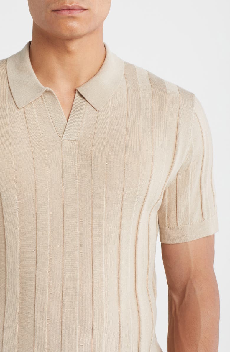 Nordstrom Rib Short Sleeve Merino Wool & Silk Johnny Collar Sweater, Alternate, color,