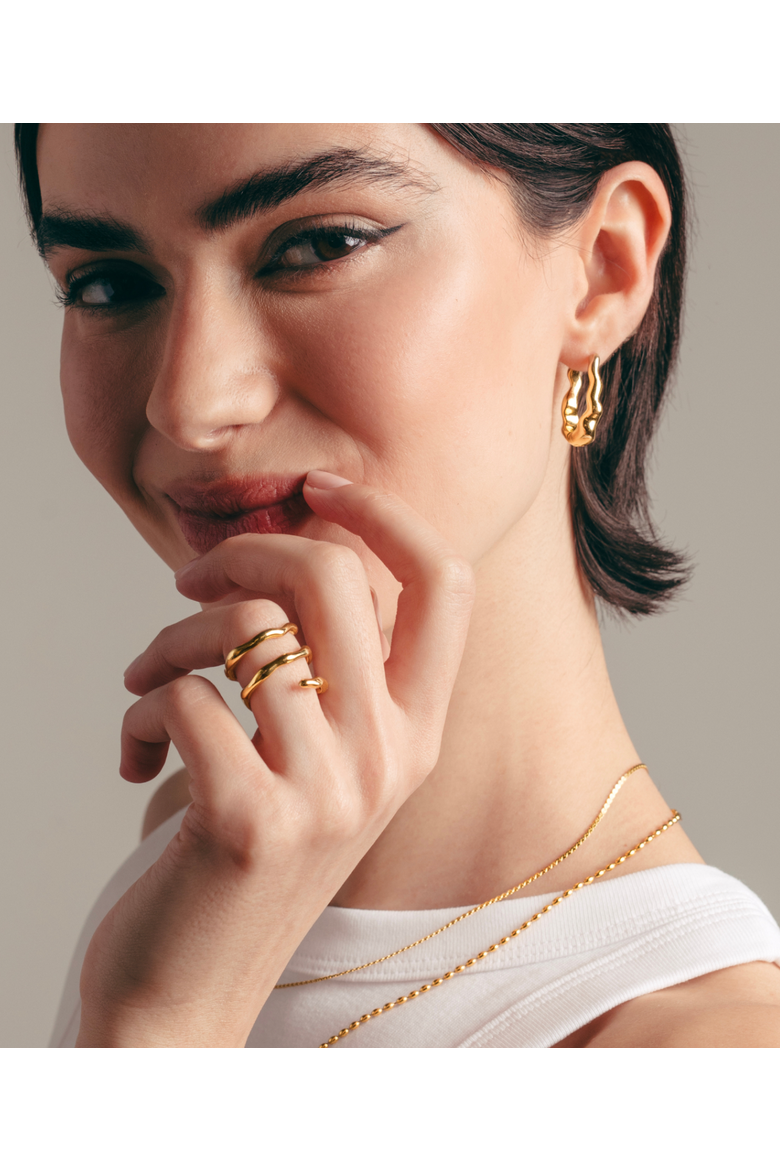 Dazzling 3 Ring, Alternate, color, Gold