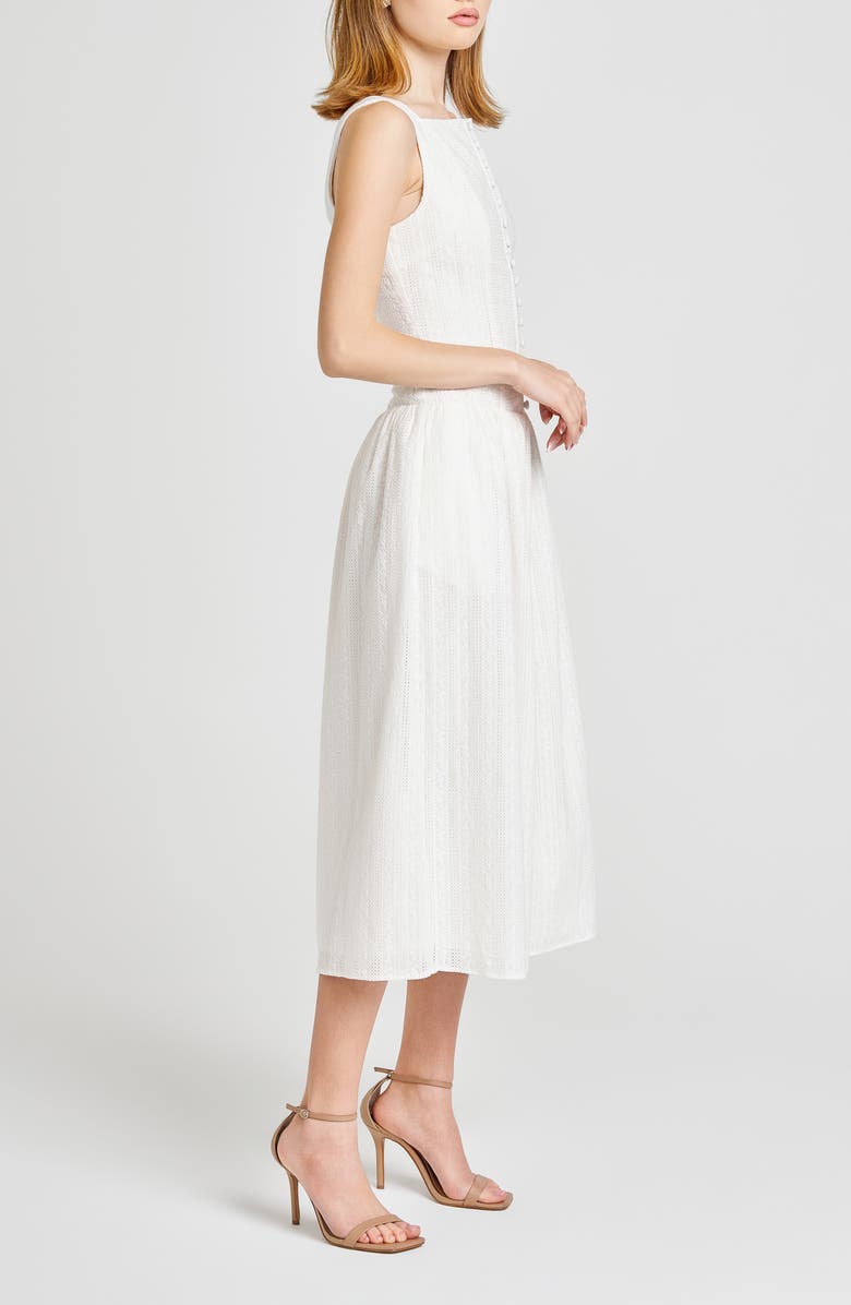 WAYF Eve Eyelet Embroidery A-Line Midi Dress, Alternate, color, Ivory