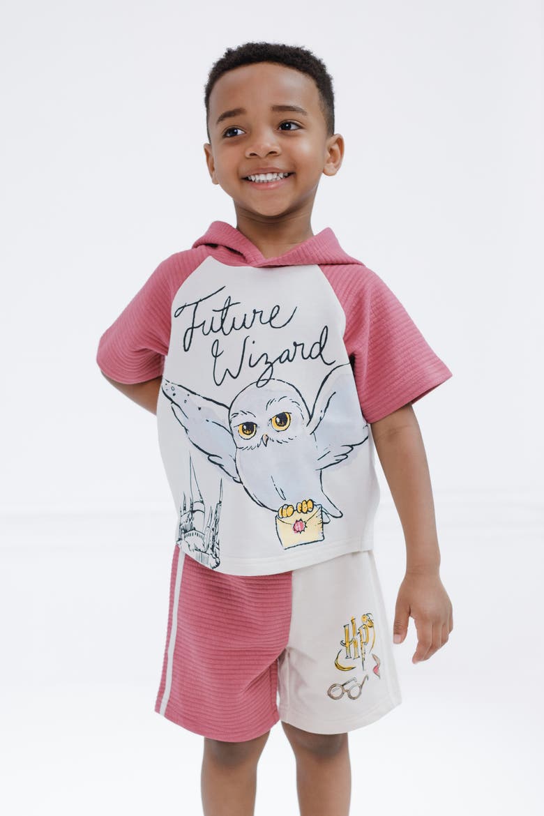 Hedwig 2-Piece Hooded Tee and Shorts Set, Alternate, color, Hedwig Oatmeal Rose