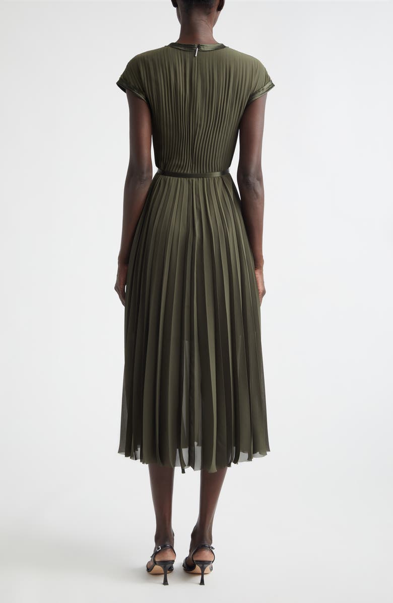 Jason Wu Collection Pleated Chiffon Midi Dress, Alternate, color, Hunter Green