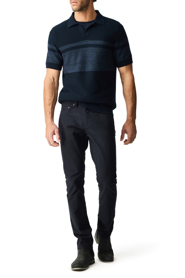 Mount Albert Stripe Short Sleeve Cotton Sweater, Alternate, color, INDIGO