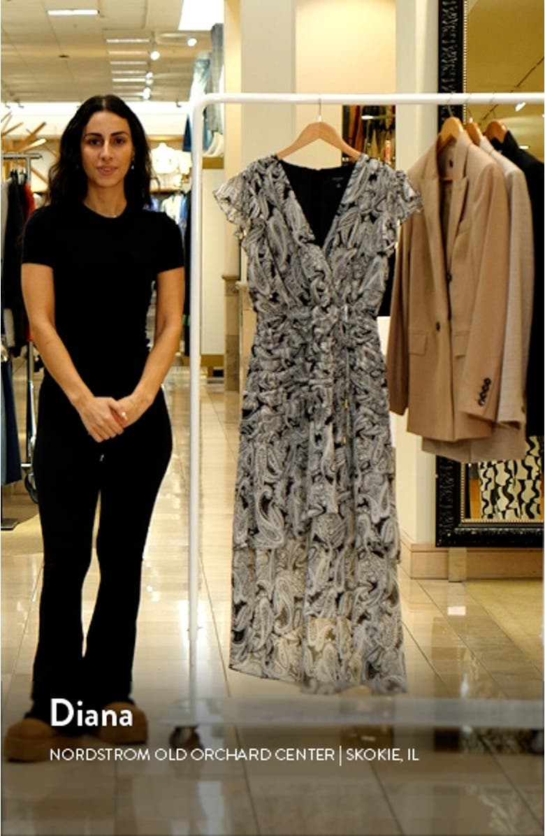 Paisley Side Ruched Midi Dress, sales video thumbnail