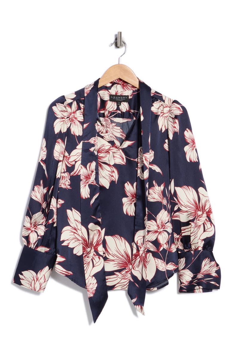 Tie Neck Top, Main, color, PEACOAT