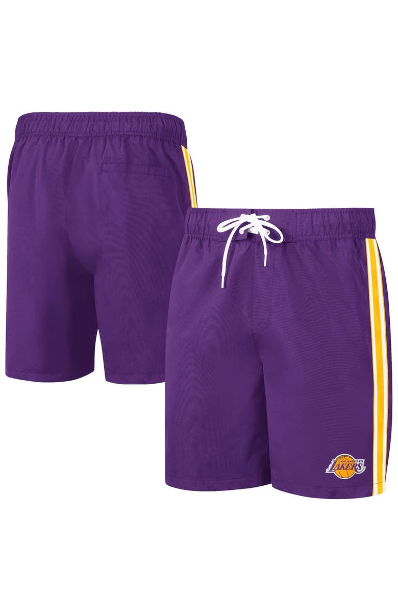 G-III SPORTS BY CARL BANKS Men's G-III Sports by Carl Banks Purple/Gold Los Angeles Lakers Sand Beach Volley Swim Shorts, Main, color, 