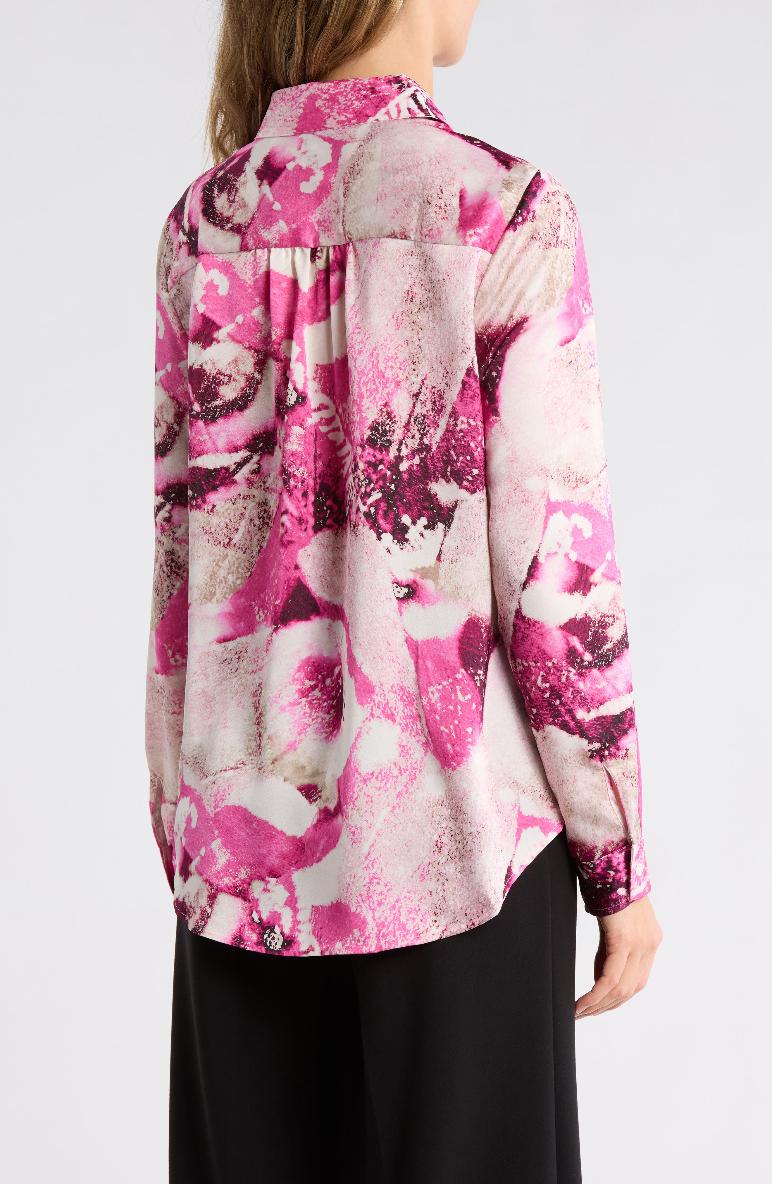 Printed Satin Roll Tab Top - image 2