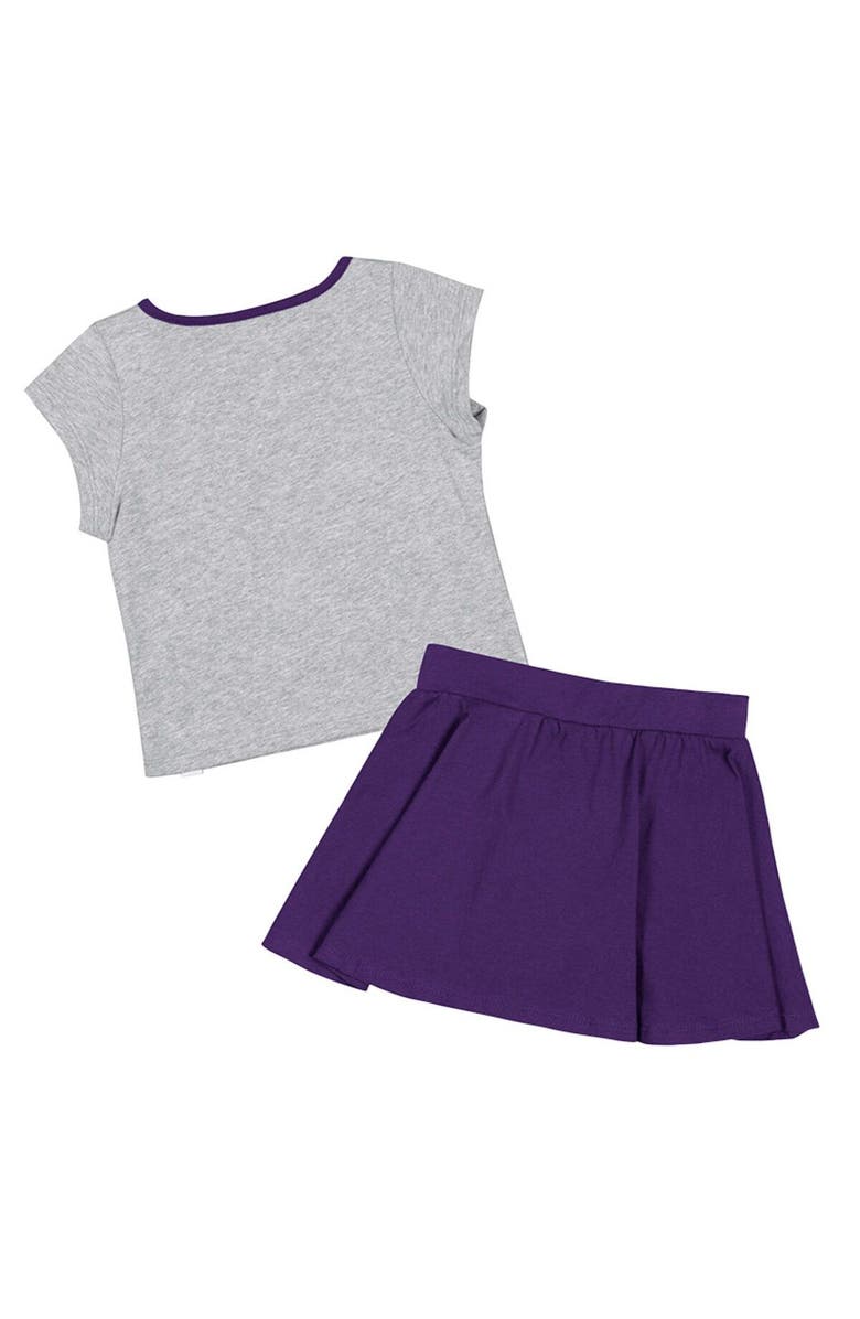 COLOSSEUM Girls Toddler Colosseum Heather Gray/Purple LSU Tigers Two-Piece Minds For Molding T-Shirt & Skirt Set, Alternate, color,