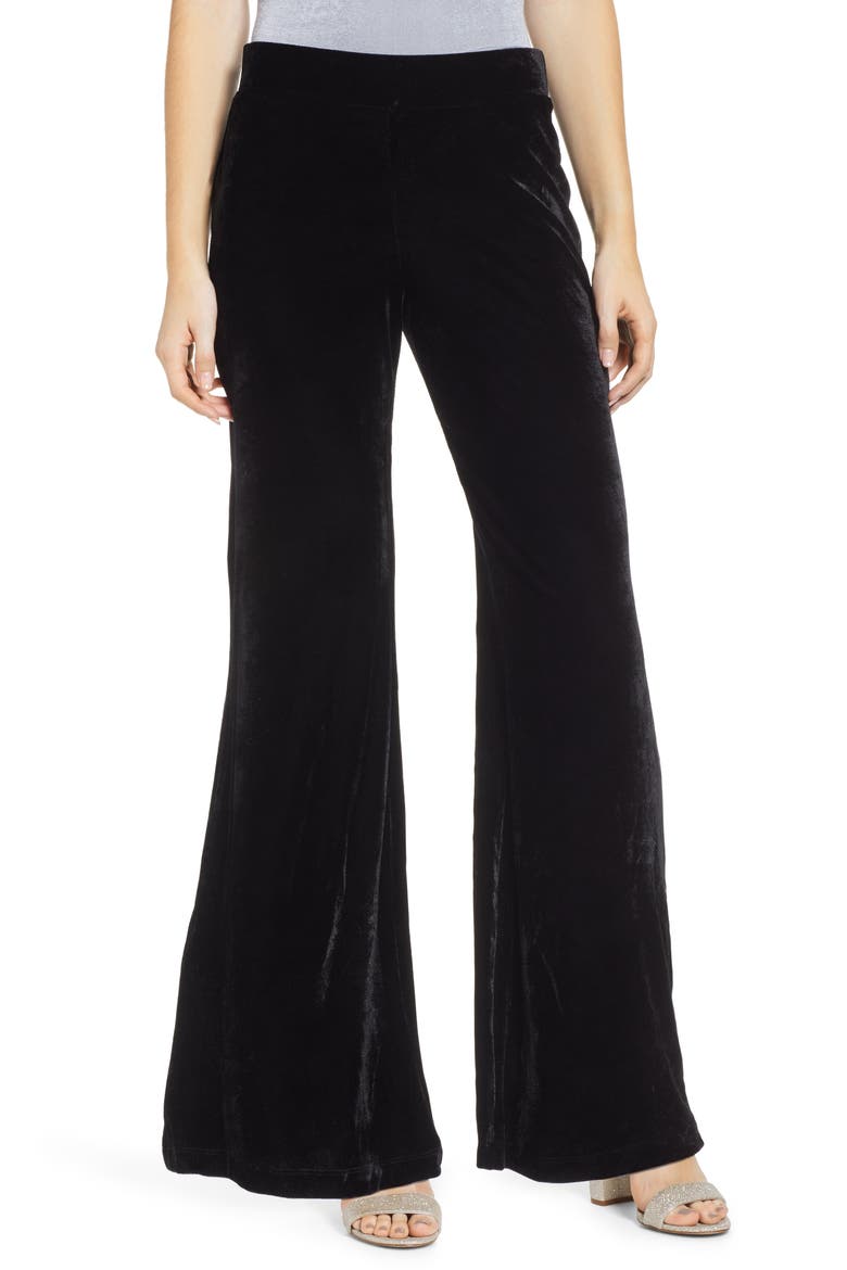 Velvet Flare Pants, Main, color, EBONY