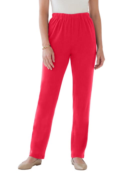 Petite Plus Size Soft Knit Relaxed Pull-On Straight Leg Pant (Plus)