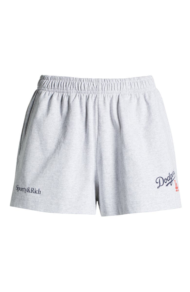 Sporty & Rich Dodgers Serif Disco Graphic Sweat Shorts, Main, color,