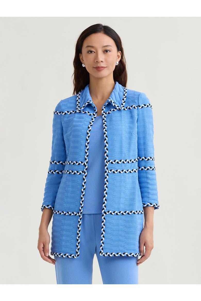 Tri-Color Braided Trim Knit Jacket, Alternate, color, Blue