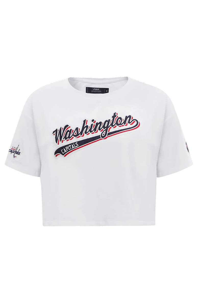PRO STANDARD Women's Pro Standard White Washington Capitals Boxy Script Tail Cropped T-Shirt, Alternate, color, White