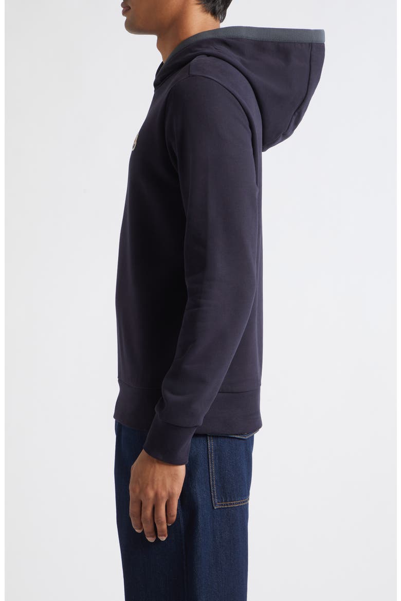 Logo Patch Brushed Cotton Hoodie, Alternate, color, NAVY BLUE