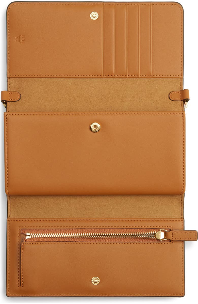 MCM Visetos Coated Canvas Crossbody Wallet, Alternate, color, Cognac