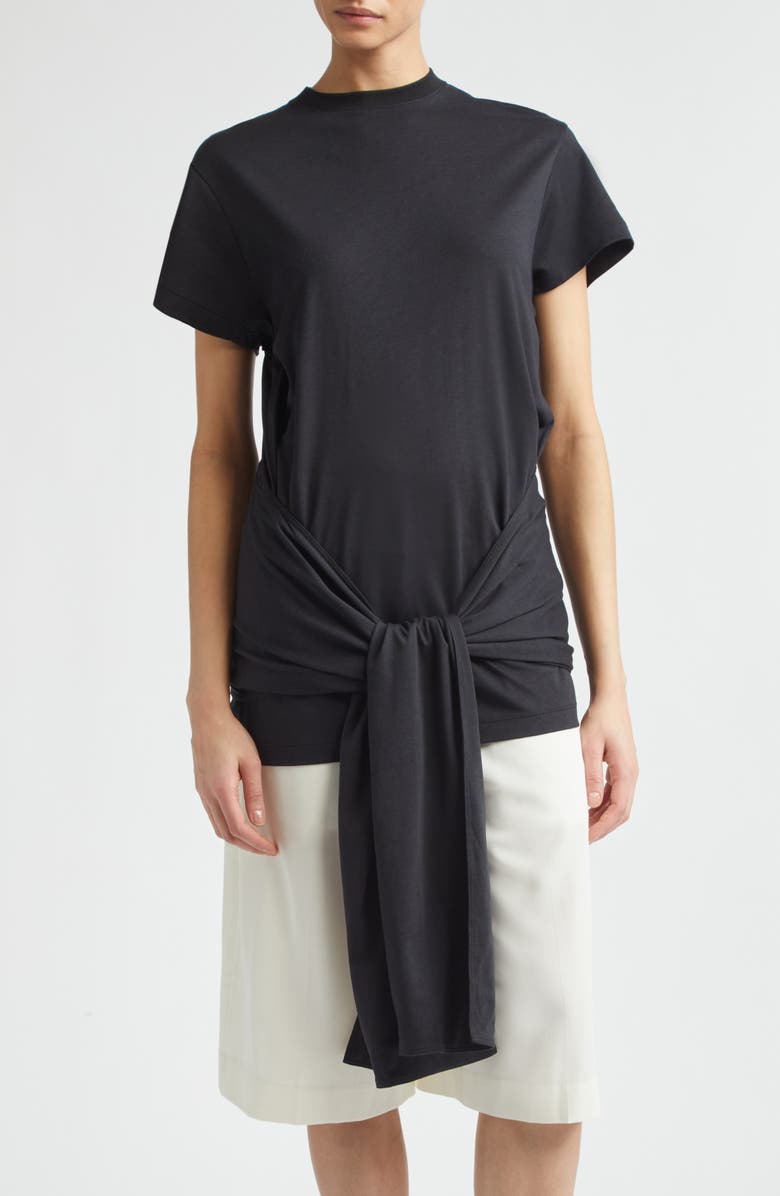TOTEME Tie Waist Jersey T-Shirt, Alternate, color, Black