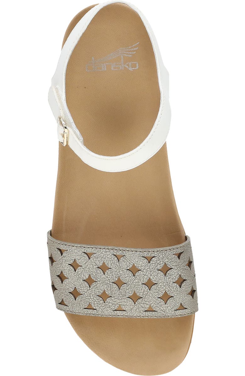 Dansko Jodie Ankle Strap Sandal, Alternate, color, Platino/ White Leather