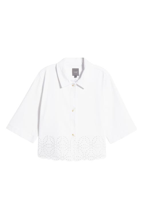 Lyssé Gem Eyelet Embroidered Denim Jacket Curvy In White