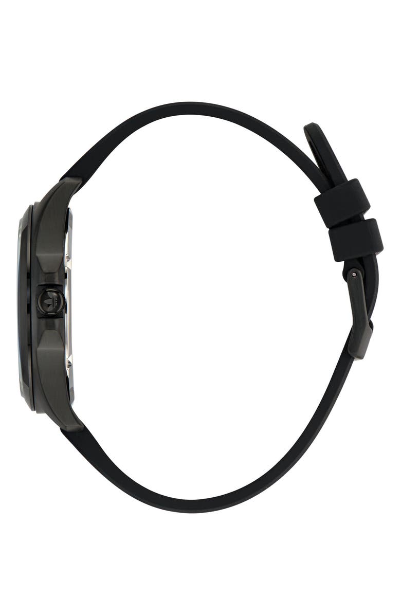 adidas AO Fashion Iconic One Black Silicone Strap Watch, 40mm, Alternate, color, Black