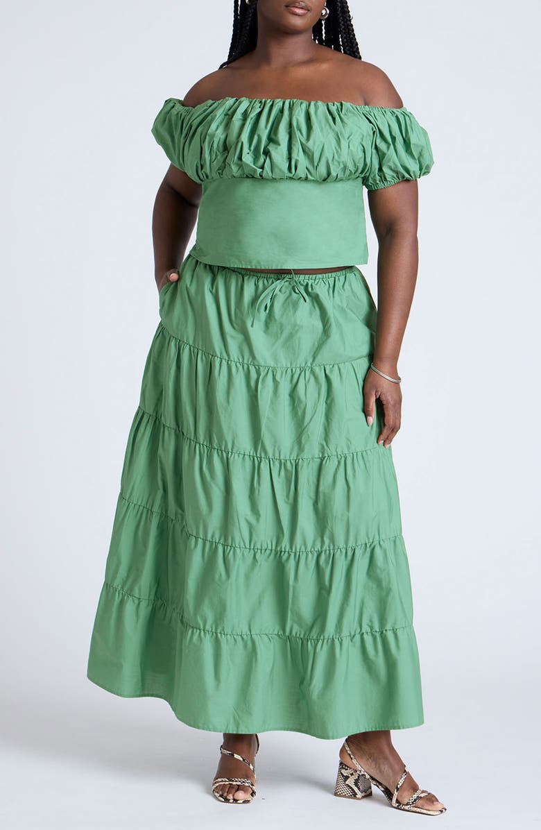 ELOQUII Shirred Off the Shoulder Top, Alternate, color, 