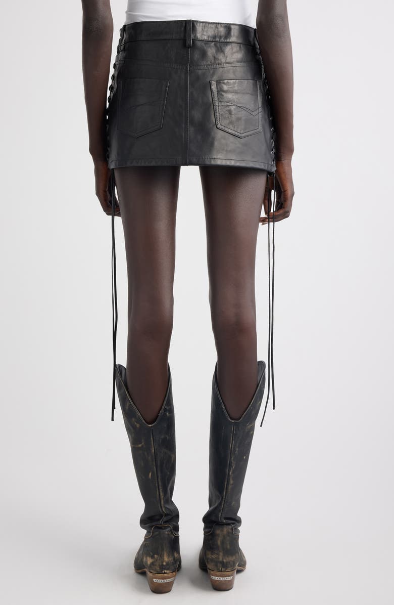 Balenciaga Lace-Up Leather Miniskirt, Alternate, color, 1000 Black