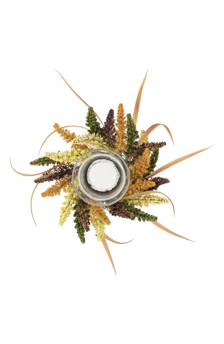 Northlight Autumn Harvest Pillar Candle Holder with Artificial Fall Foliage - 18" x 6", Alternate, color, 