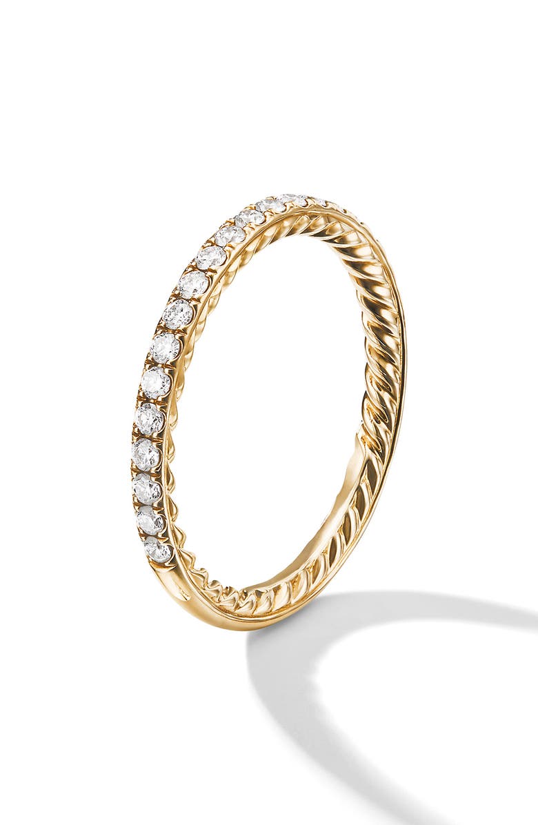 David Yurman DY Eden Partway Band Ring in 18K Yellow Gold with Pavé Diamonds, Alternate, color,