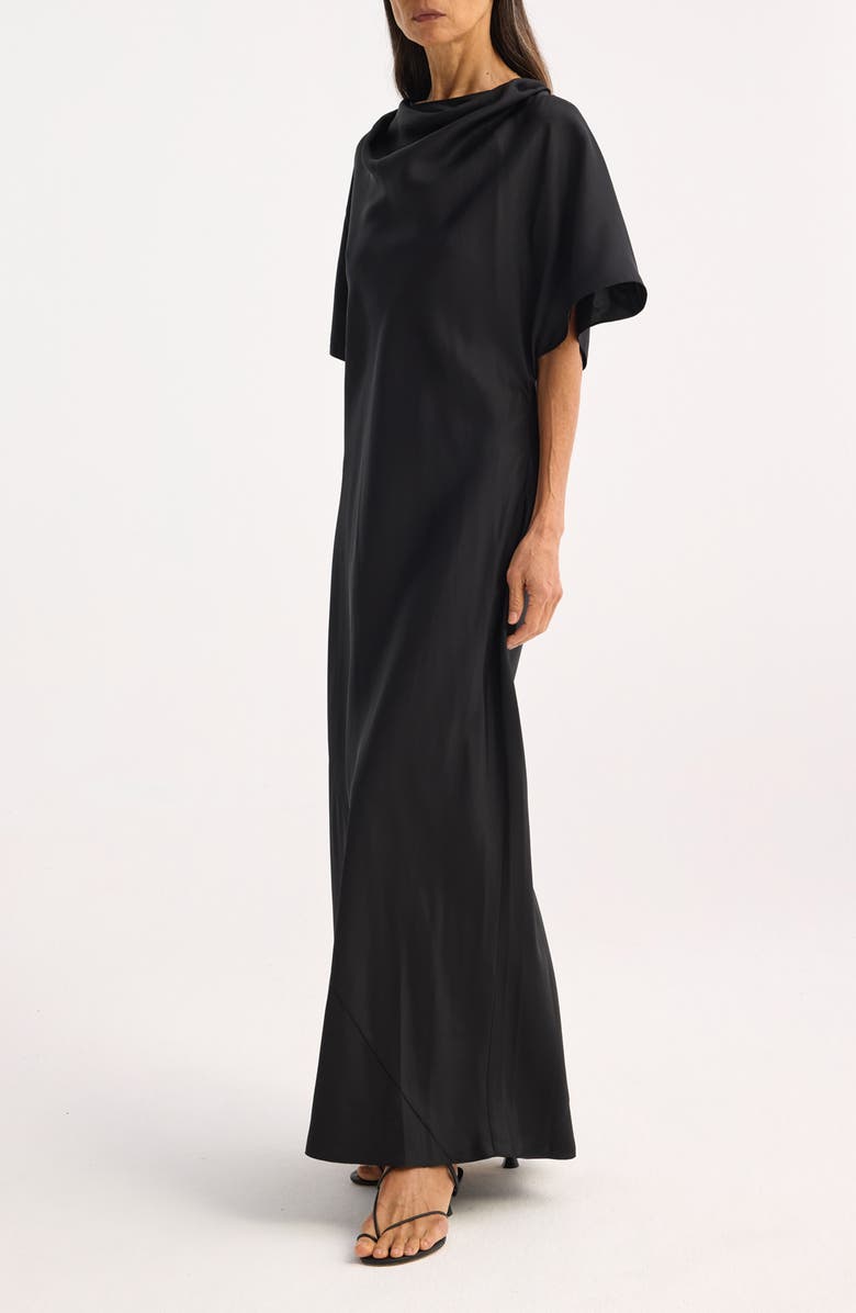 Róhe Fluid Draped Silk Gown, Alternate, color, Black