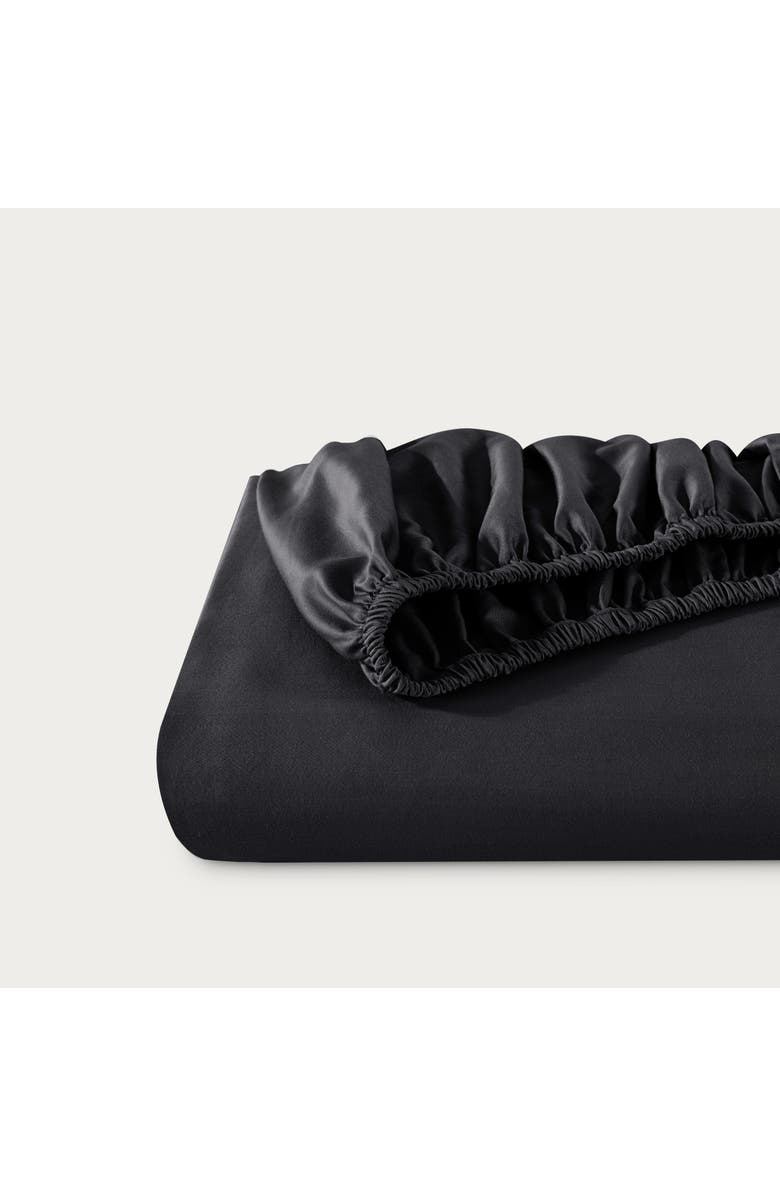Bare Home 400 Thread Count Organic Cotton Sateen Fitted Sheet, Alternate, color, Black