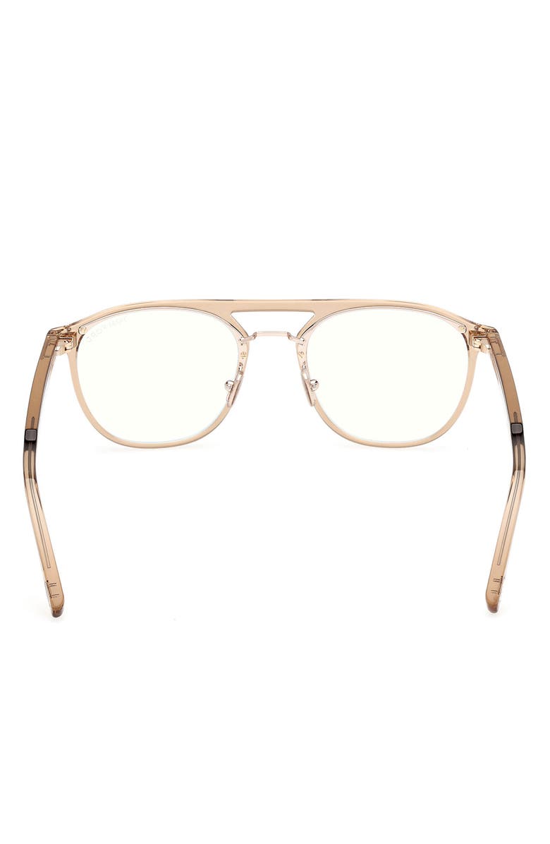 TOM FORD 52mm Pilot Blue Light Blocking Glasses, Alternate, color, Champagne / T Logo