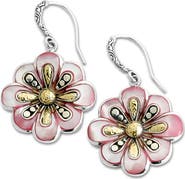 SAMUEL B. Sterling Silver & 18K Gold Mother-of-Pearl Flower Drop Earrings