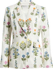 Elie Tahari The Amelia Floral Embroidery Linen Blend Blazer