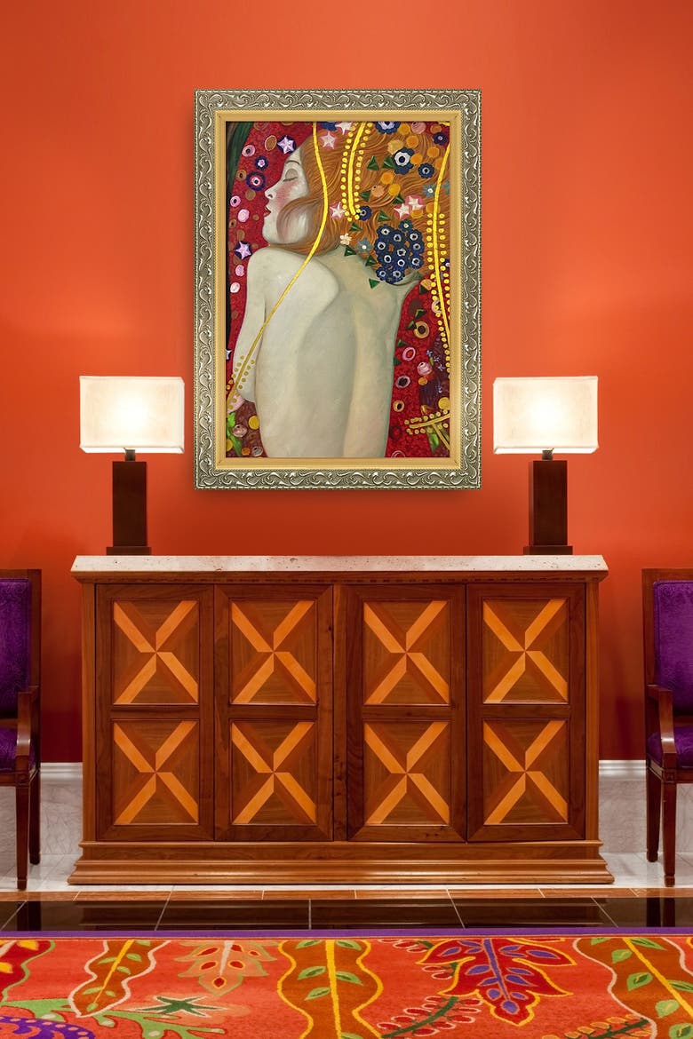 Luxury Line - Framed Oil Reproduction of an Original Painting by Gustav Klimt, Alternate, color, MULTI