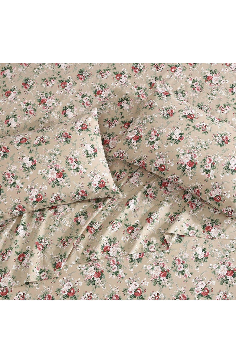 Laura Ashley Ashfield Floral Print Sheet Set, Alternate, color, Beige
