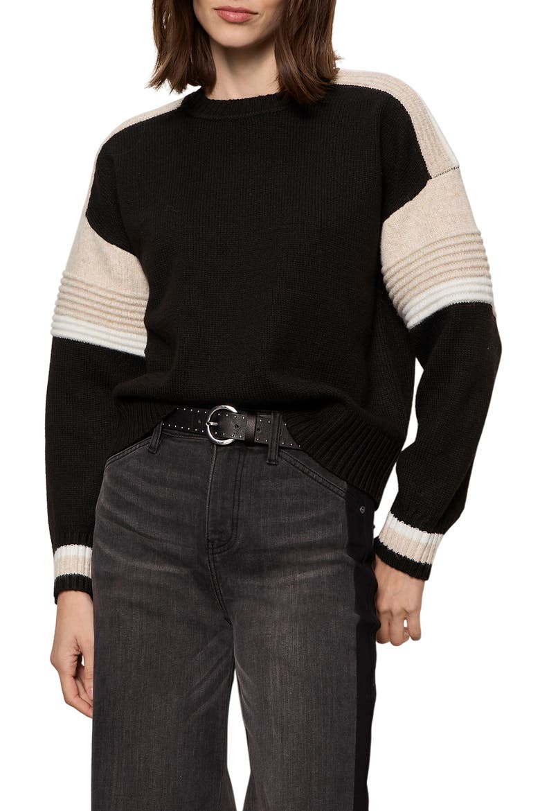 Sporty Stripe Crewneck Sweater, Main, color, BLACK/ MULTI