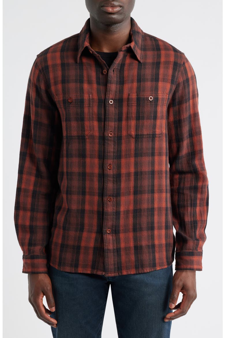Mason Plaid Flannel Button-Up Shirt, Alternate, color, BURGUNDY MULTI