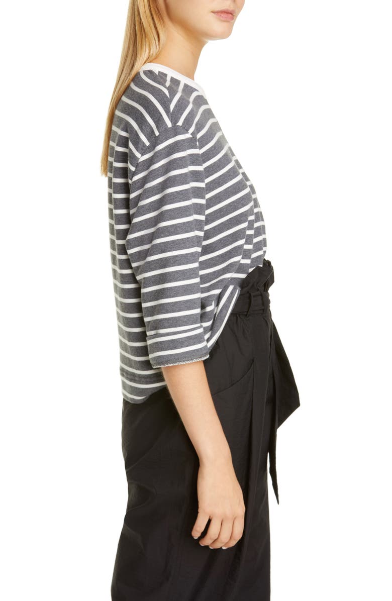 Brunello Cucinelli Monili Detail Stripe Cotton Sweatshirt, Alternate, color,