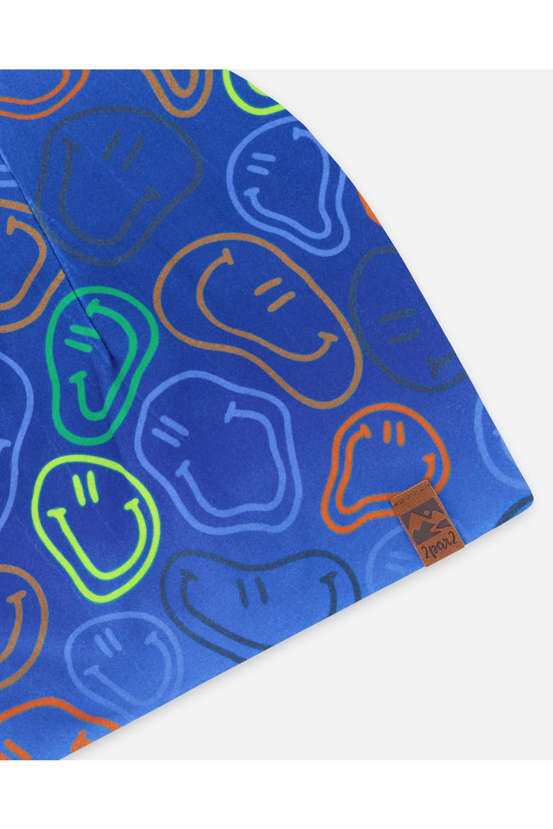 Stretch Jersey Printed Smileys Beanie, Alternate, color, Blue Printed Smileys