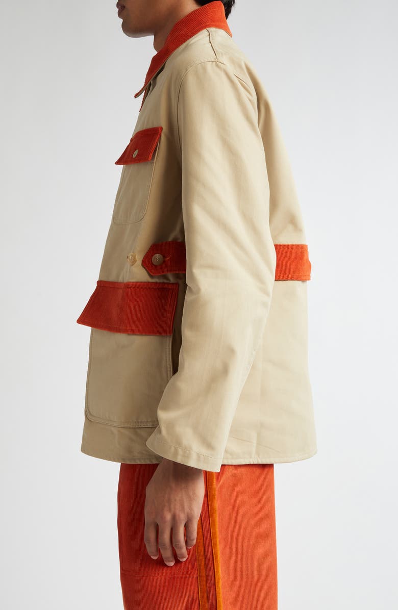 Bode Corduroy Trim Cotton Twill Hunting Jacket, Alternate, color, Multicolor