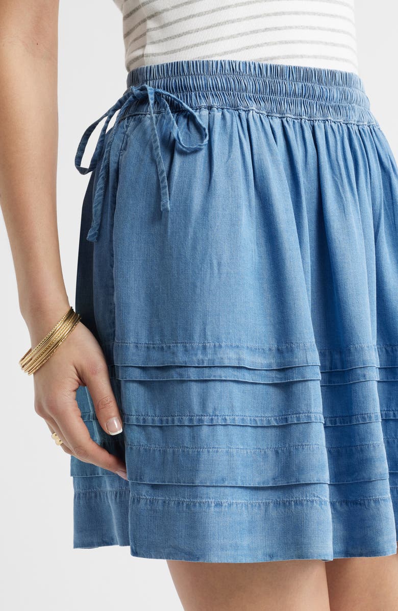 Caslon<sup>®</sup> Chambray Tiered Miniskirt, Alternate, color, Medium Wash