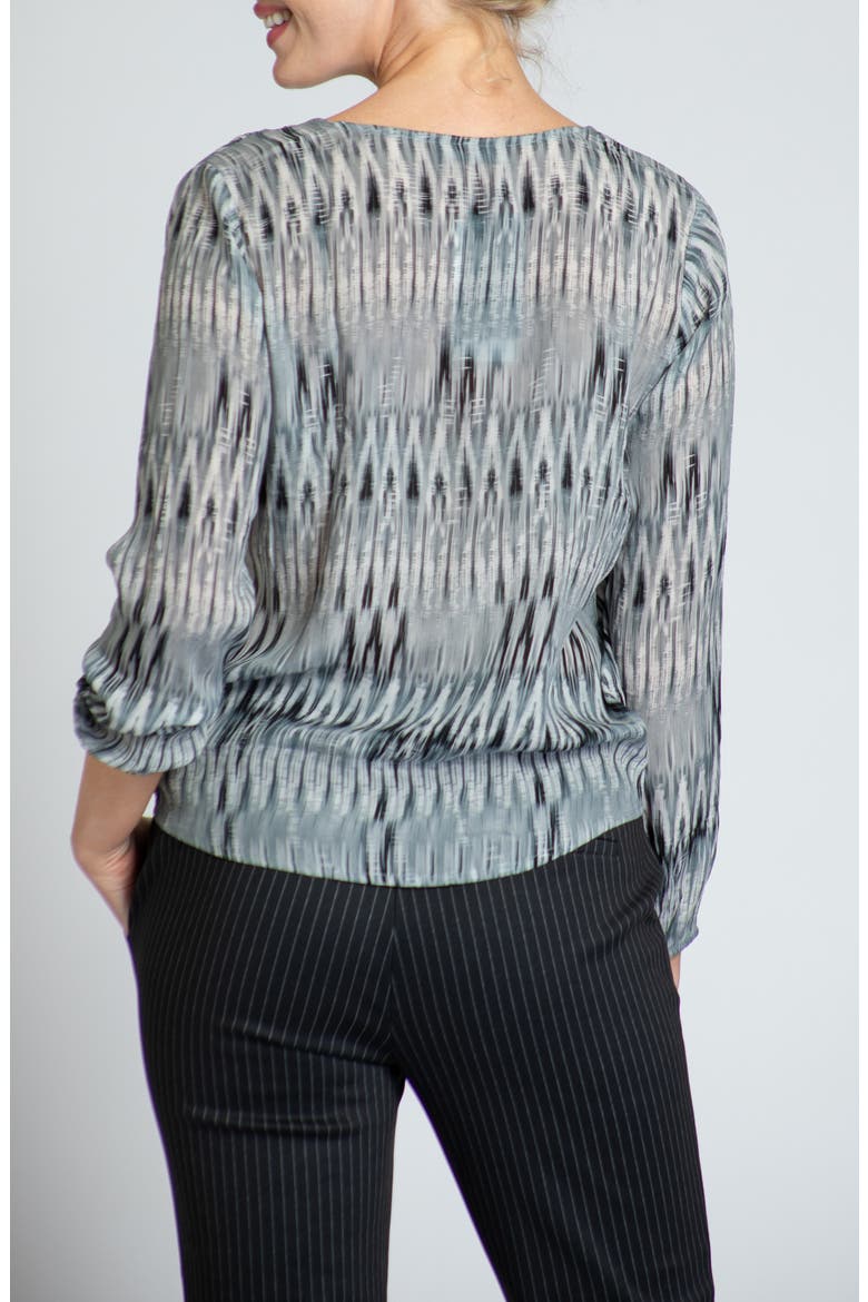 Print V-Neck Tie Front Chiffon Top, Alternate, color, GREY MULTI