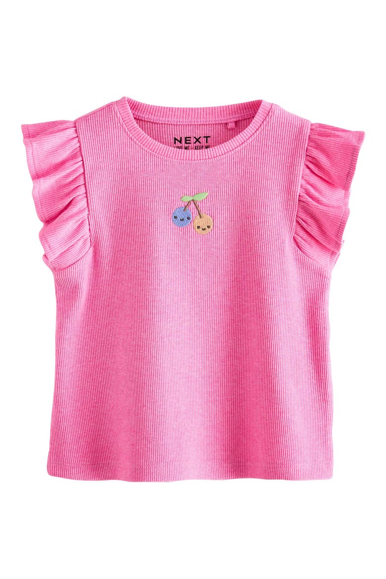 Kids' Assorted 5-Pack Frill Sleeve Graphic Cotton Blend T-Shirts, Alternate, color, PINK MULTI