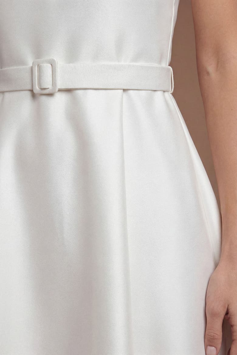 Petite Belted A-Line Midi Dress, Alternate, color, Ivory