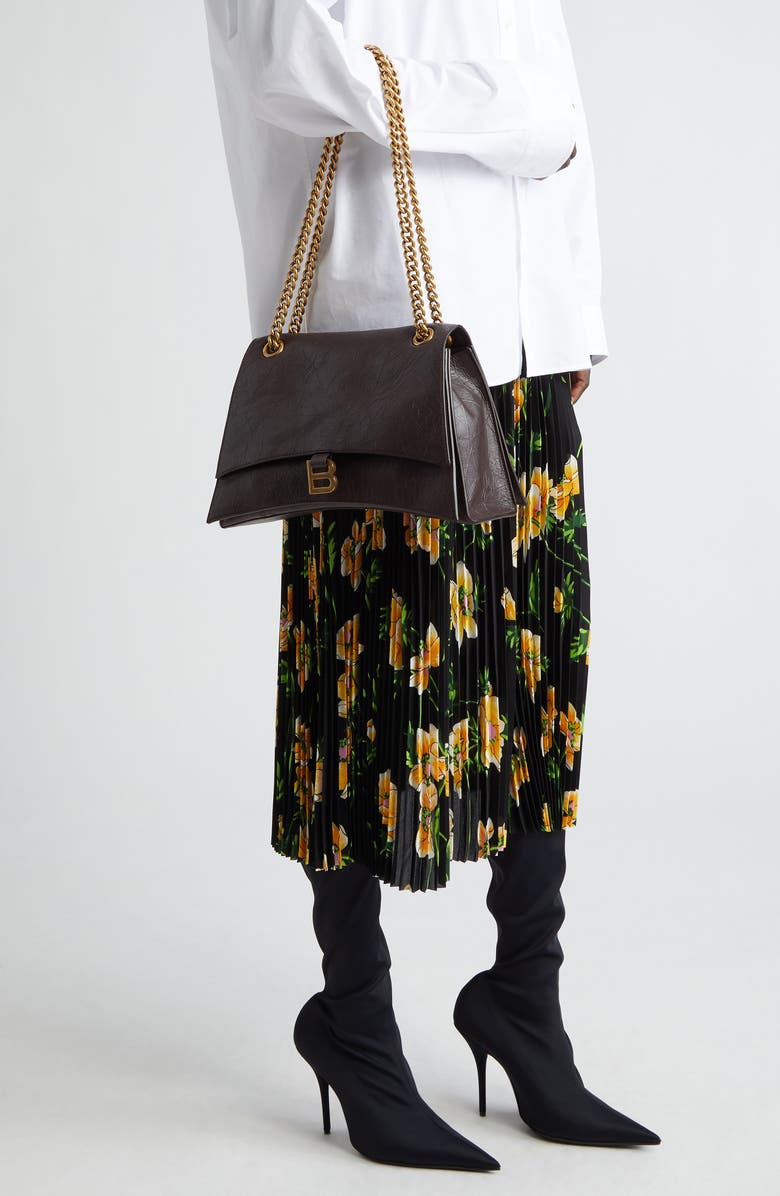 Balenciaga Crush Leather Shoulder Bag, Alternate, color,