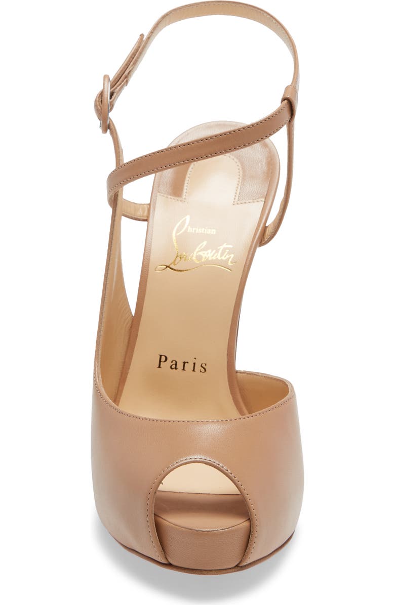 Christian Louboutin Jenlove Ankle Strap Peep Toe Stiletto, Alternate, color, Nude