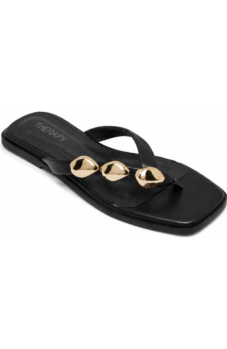 Therapy Australia Guise Square Toe Thong Sandal, Main, color, Black Smooth Pu