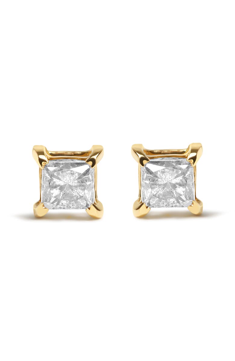 Haus of Brilliance 10K Yellow Gold 5/8 Cttw Princess Cut Diamond 4-Prong Solitaire Stud Earrings, Main, color, Yellow