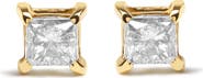 Haus of Brilliance 10K Yellow Gold 5/8 Cttw Princess Cut Diamond 4-Prong Solitaire Stud Earrings