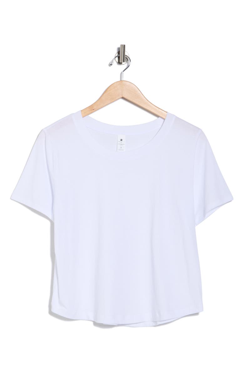 YOGALICIOUS Stone Washed Pima Cotton Crop T-Shirt, Alternate, color, White